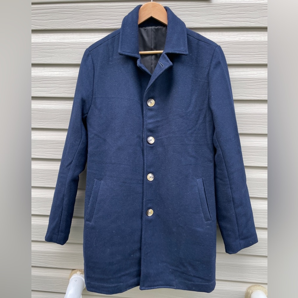 American Apparel Wool Coat. Pea Coat, Navy Pea Coat, Made in USA